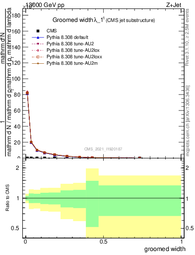 Plot of j.width.g in 13000 GeV pp collisions